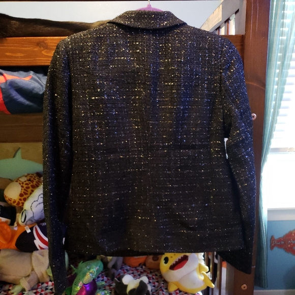 I ❤ Ronson Black Sparkle Twead Multi Zip Jacket - Picture 7 of 7